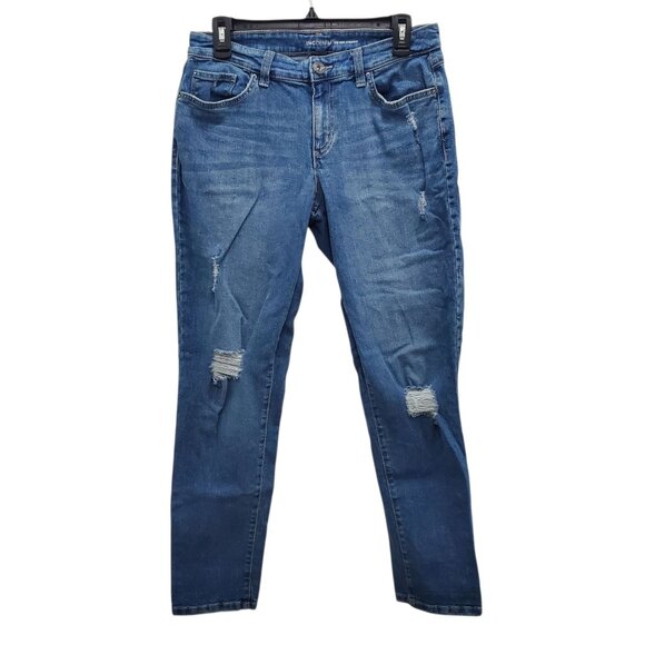 INC Denim Mid Rise Straight Women's Medium Wash Distressed Denim Jeans Size 8/29 - Picture 1 of 10